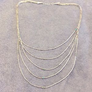 Liquid silver necklace with turquoise